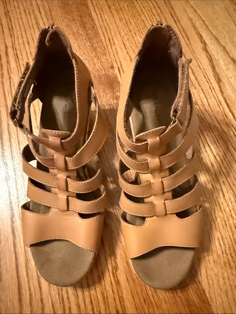 Rockport Tan leather Strappy Sandal Heels